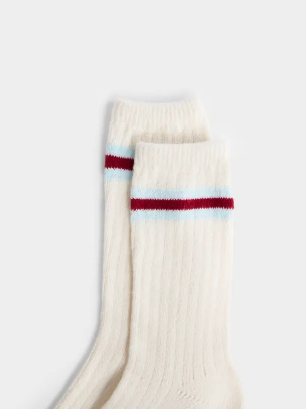 Высокие носки в рубчик с яркими полосами Fleece rubchik, image-3