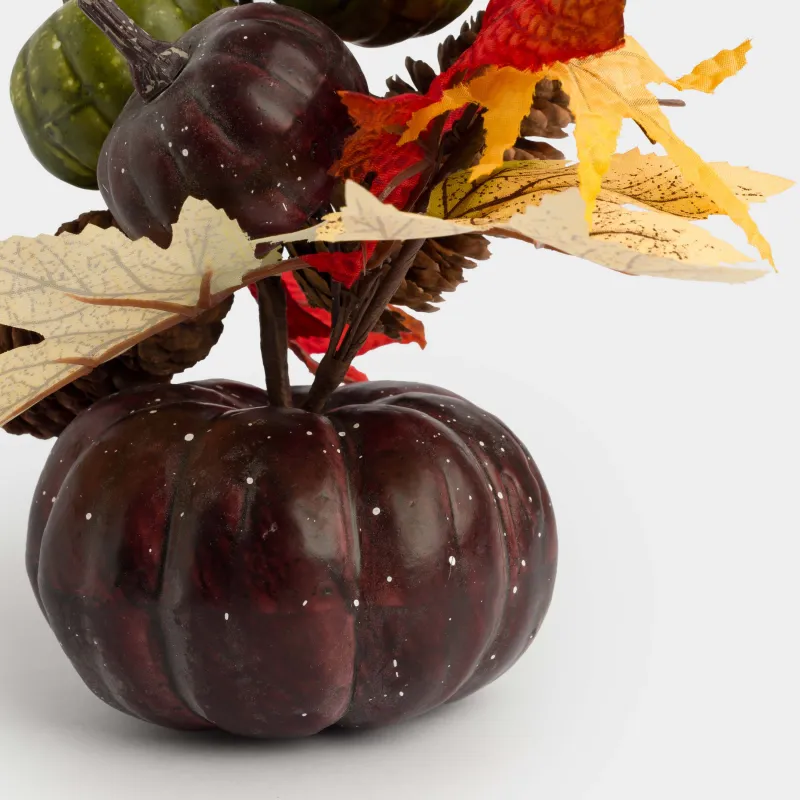 Композиция декоративная, 21 см, пенопласт, Осенний букет в темной тыкве, Grand garden decor, image-5