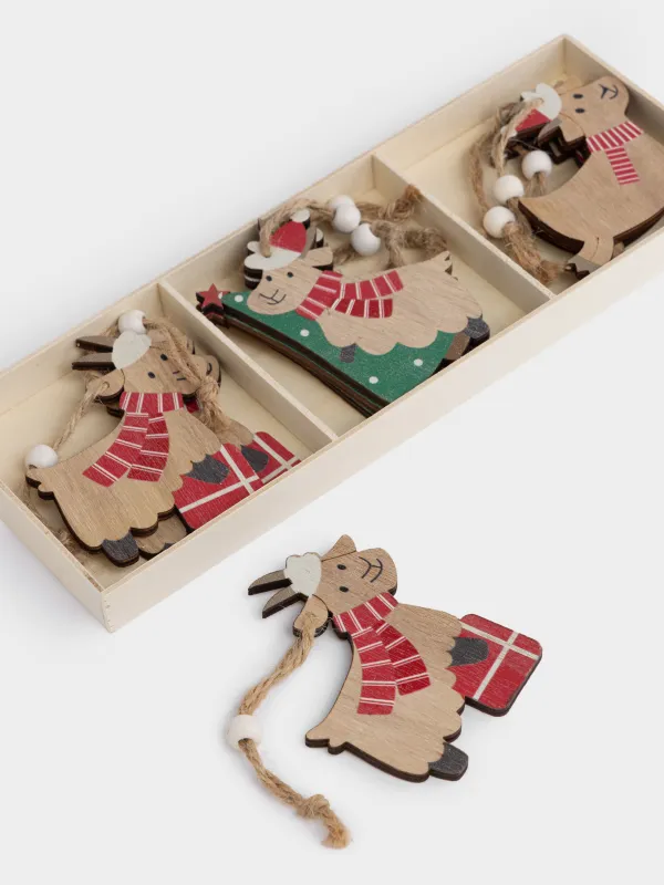 Набор елочных игрушек, 9 см, 9 шт, Коза, Figure wood, image-2