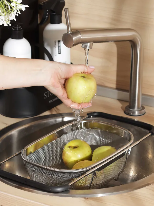 Дуршлаг, 27/40х18 см, на раковину, раздвижной, сталь/ПВХ, черный, Tammy, image-5