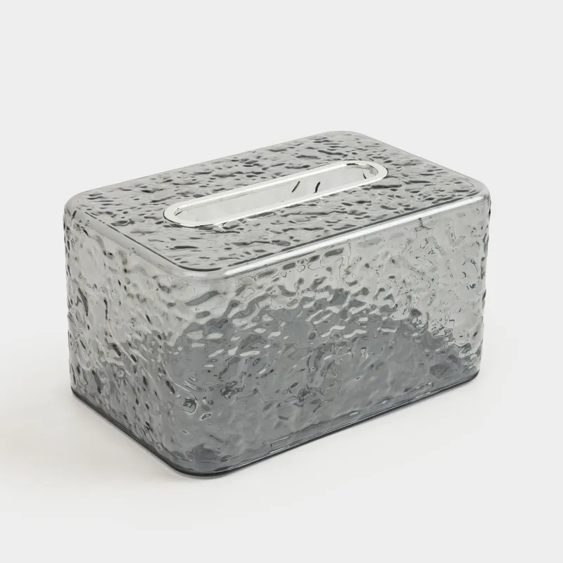 Бокс для бумажных салфеток, 19х12 см, с пружиной, пластик/металл, серый, Renaissance clear, image-1