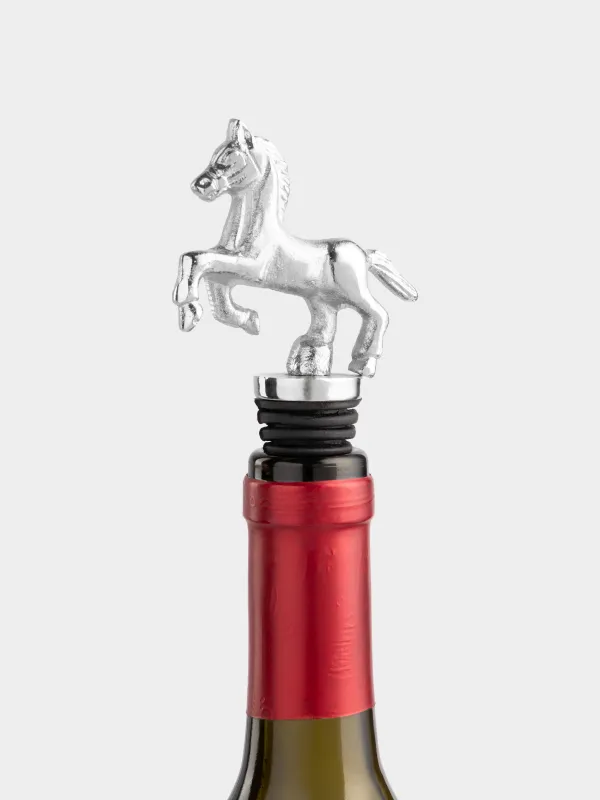 Пробка для винной бутылки, 12 см, металл, серебристая, Лошадь, Horse silver, image-3
