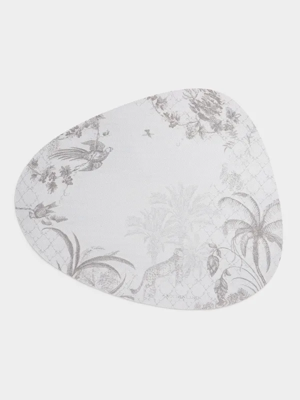 Салфетка под приборы, 37х45 см, ПВХ, фигурная, светло-серая, Джунгли, Rock print, image-0