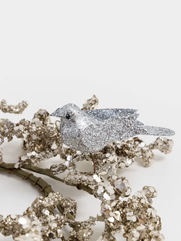 Венок для свечи, 10/25 см, ПВХ/пенопласт, шампань, Птица, Champagne decor, image-2