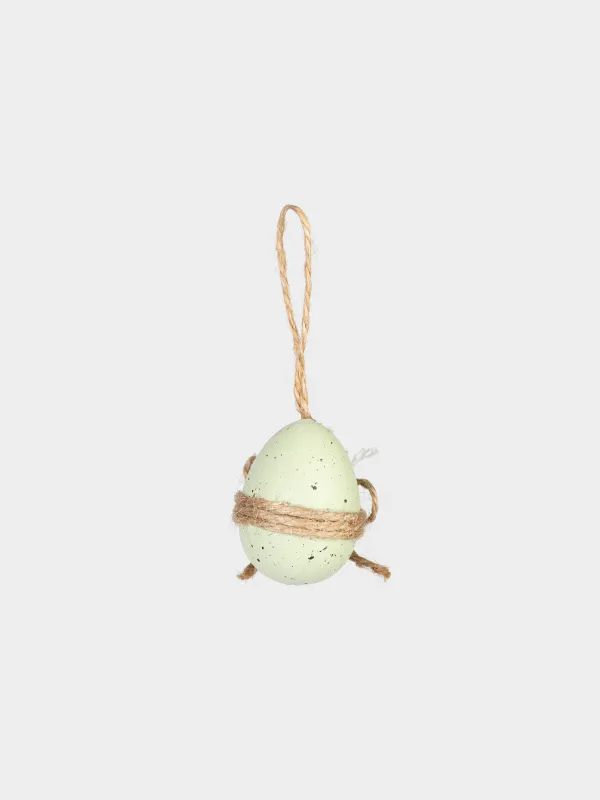 Подвеска декоративная, 4 см, пластик, зеленая, с сухоцветами, Яйцо, Natural Easter, image-1