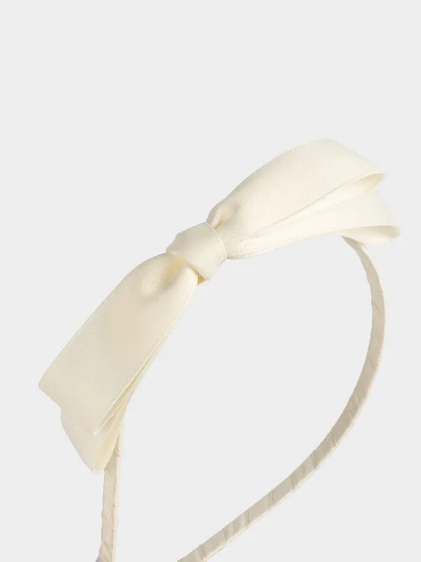 Ободок для волос, 17х17 см, полиэстер/металл, молочный, Бант, Hairstyle, image-2