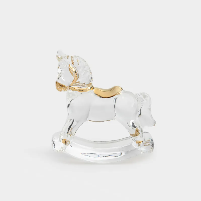 Статуэтка, 8 см, стекло, золотистая, Лошадка-качалка, Horse vitreous