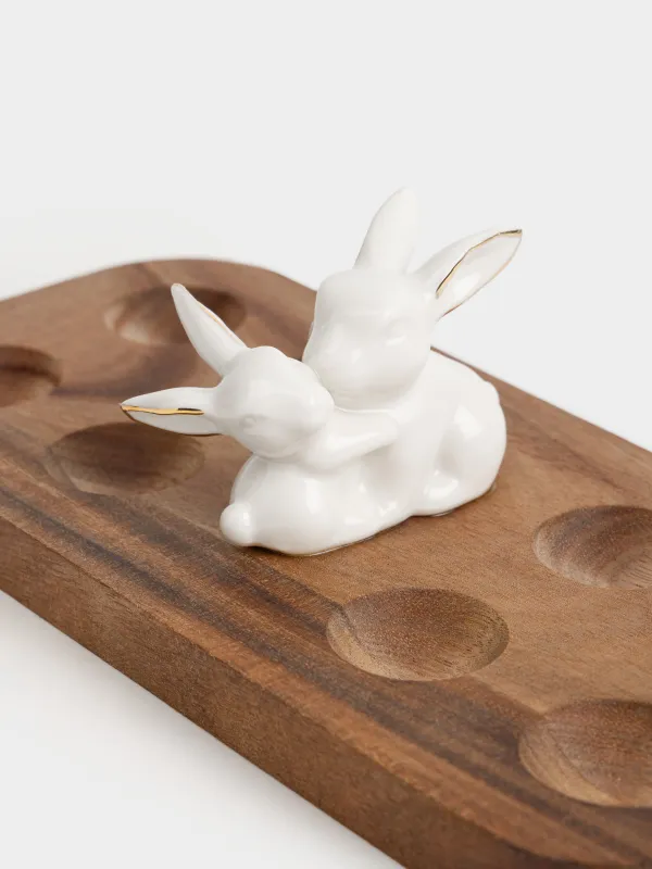 Блюдо пасхальное, 23х7 см, 8 отд, дерево/фарфор P, Кролик, Noble tree, image-4