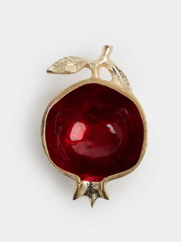 Блюдо декоративное, 15x10 см, металл, красно-золотистое, Гранат, Pomegranate, image-1