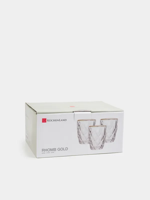 Стакан, 270 мл, 6 шт, с золотистым кантом, Rhomb gold, image-5