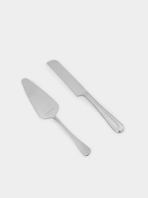 Приборы для сервировки торта, 22 и 23 см, 2 пр, лопатка/нож, сталь, Classic, image-1