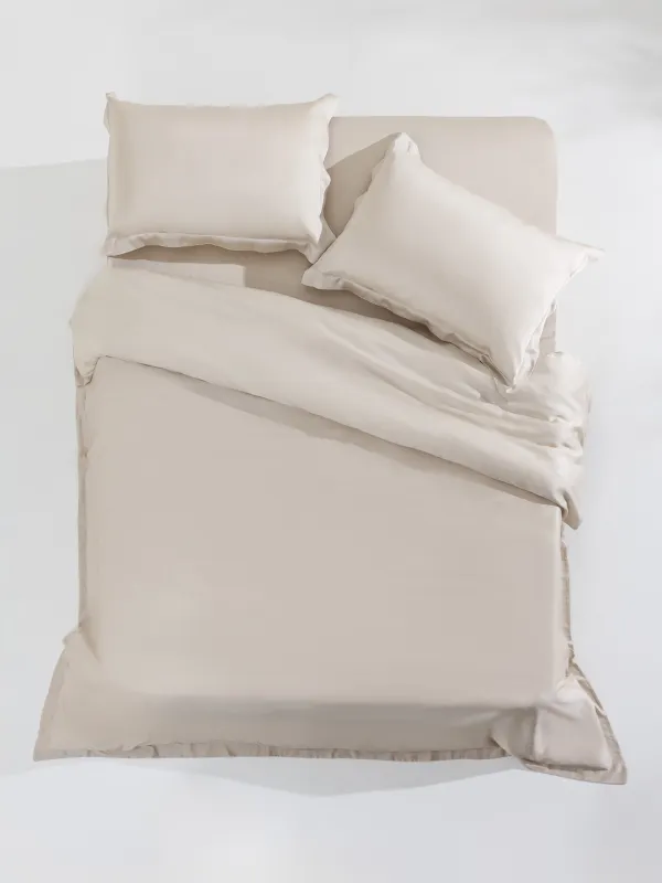 КПБ евро, с ушками, тенсель 300 ТС, бежевый, Tencel, image-0