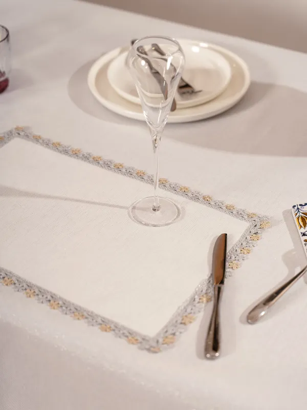Салфетка под приборы, 30х45 см, полиэстер, прямоугольная, белая, Цветочное кружево, Flower lace, image-2