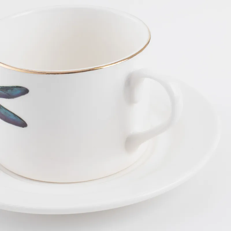 Пара чайная, 1 перс, 2 пр, 220 мл, фарфор N, золотистый кант, Стрекоза цветная, Symphony, image-3