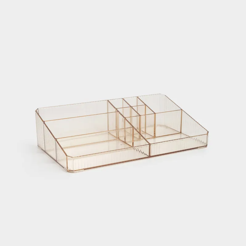 Органайзер для косметики, 29х17 см, 9 отд, пластик, янтарный, Ribby color