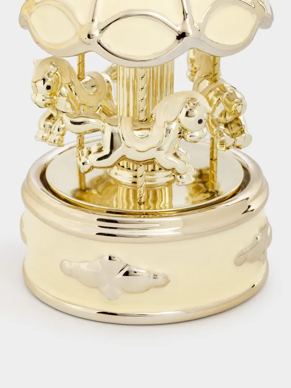 Статуэтка музыкальная, 16 см, с подсветкой, керамика, бело-золотистая, Карусель, Golden style, image-2