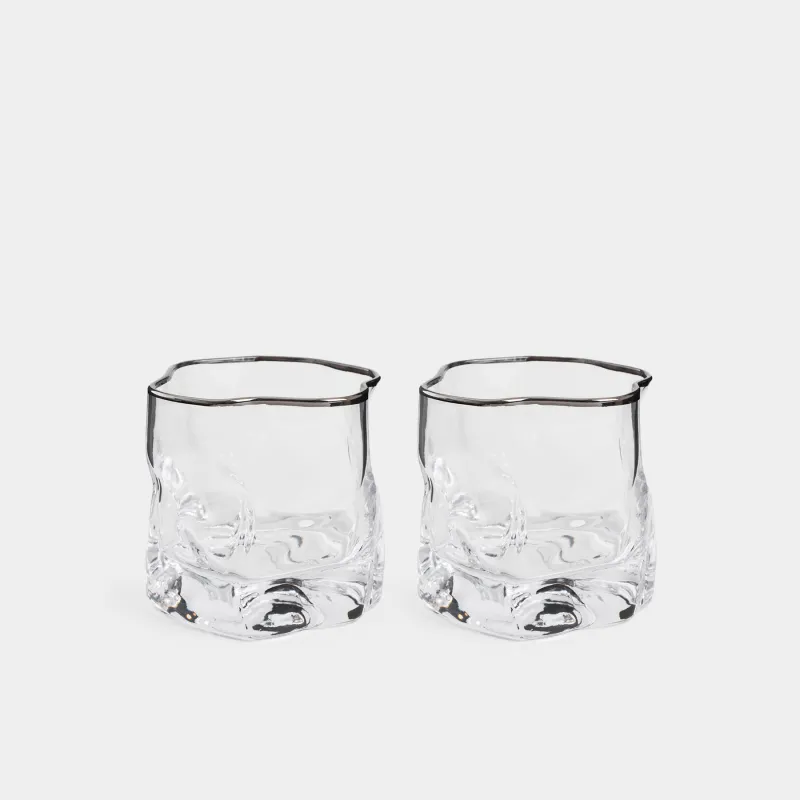 Стакан для виски, 245 мл, 2 шт,  с серебристым кантом, Slalom silver