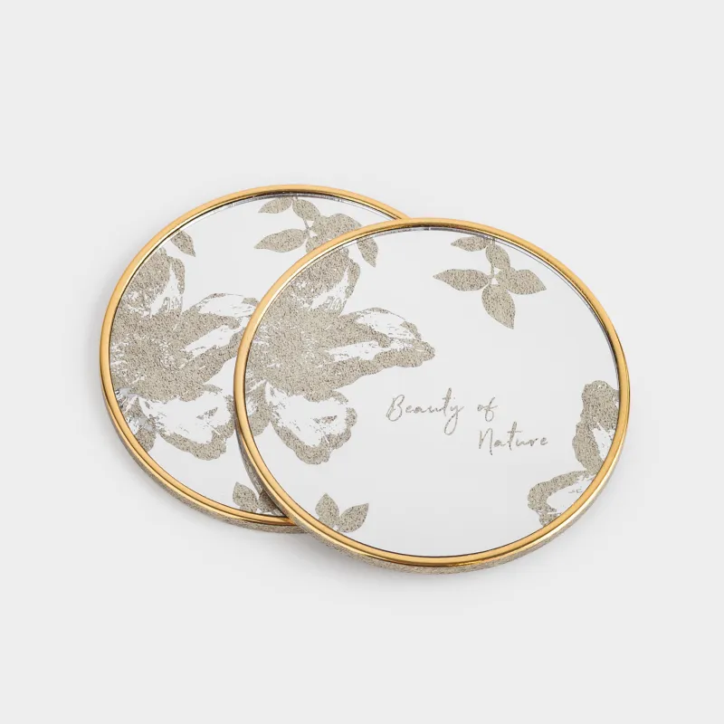 Подставка под стакан, 10 см, 2 шт, пластик/акрил, круглая, Листья, Plastic print