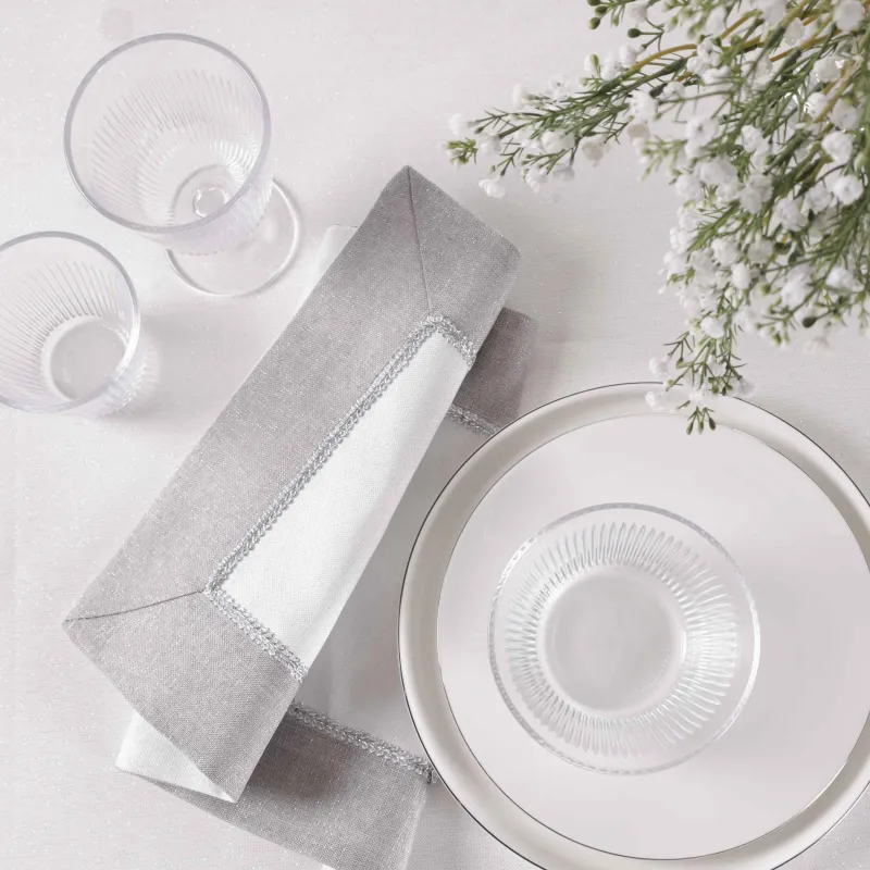 Салфетка под приборы, 30х45 см, 2 шт, полиэстер, бело-серая, Milky way, image-3