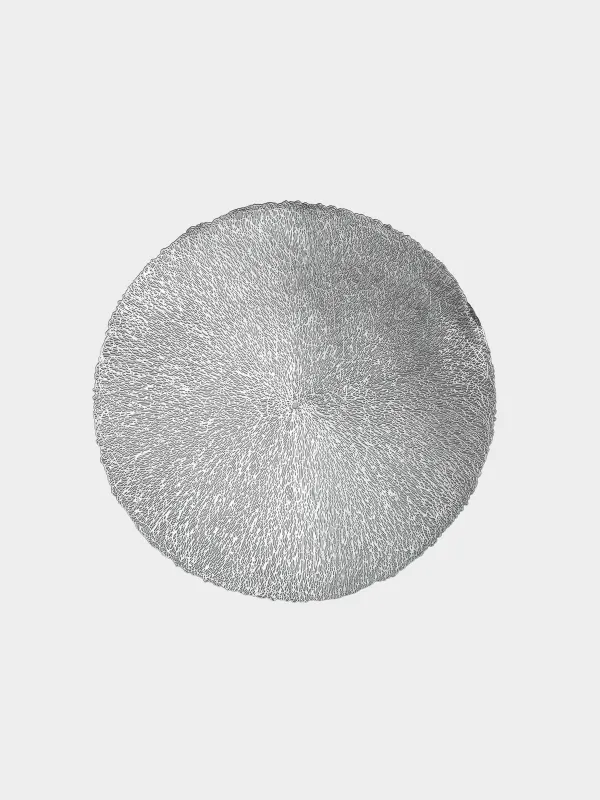 Салфетка под приборы, 38 см, ПВХ, круглая, серебристая, Паутинка, Azhur, image-0