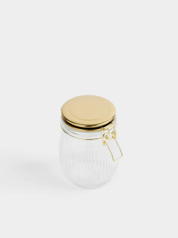 Банка для сыпучих продуктов, 750 мл, клипса, Ribby gold, image-2