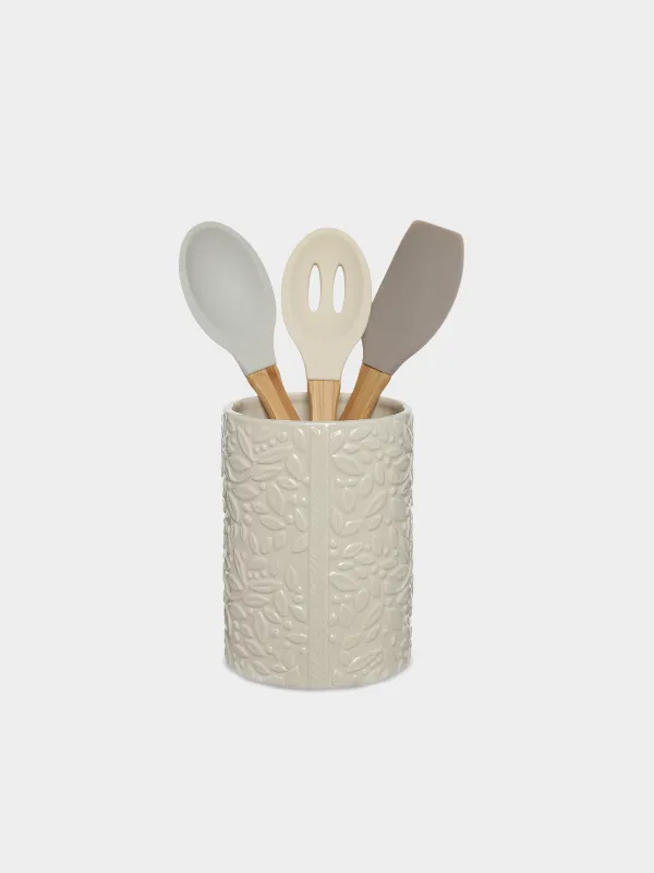 Подставка для кухонных принадлежностей, 16 см, керамика D, кремовая, Лепестки, Impression, image-2