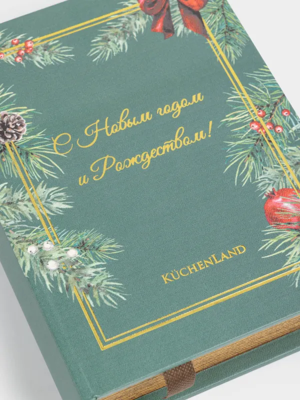 Шкатулка для украшений, 22х18 см, МДФ, прямоугольная, зеленая, Книга, Christmas miracle classic, image-1