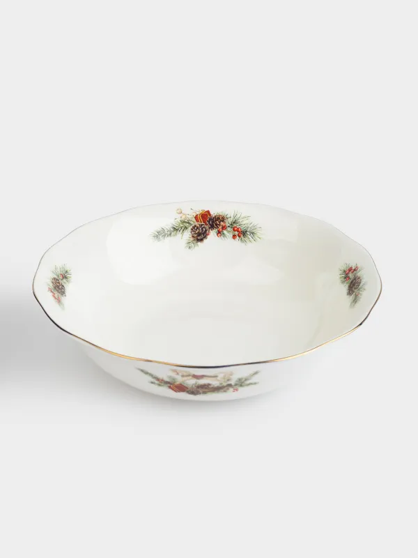 Салатник, 23х6 см, 1,3 л, фарфор F, белый, Лошадка и еловые ветви, Christmas miracle classic, image-1