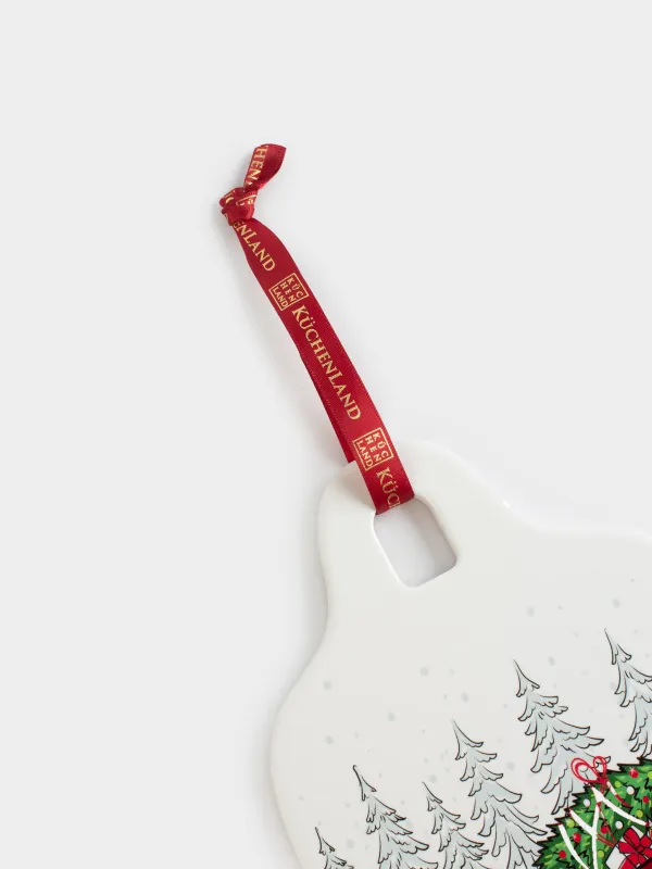 Подставка под горячее, 15x20 см, с ручкой, керамика/пробка, молочная, Красная машина, Red car, image-4