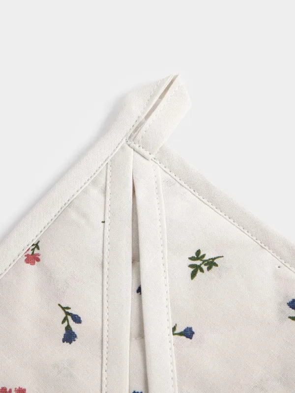 Прихватка, 20x20 см, хлопок, квадратная, бежевая, Цветы, El flora, image-2