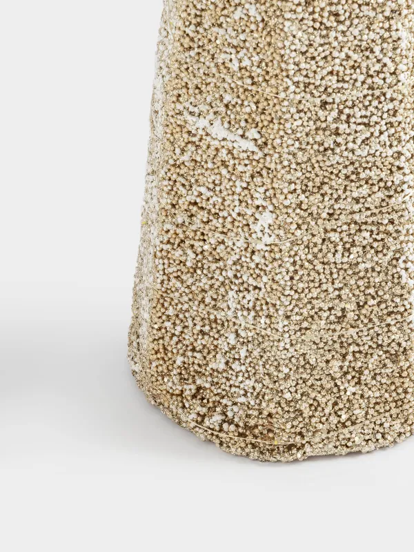 Ель-конус, 80 см, с подсветкой, полиэстер/металл, шампань, Заснеженная ель, Frosty sparks, image-2