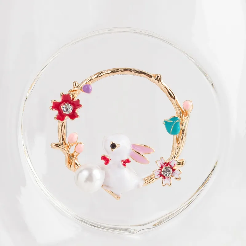 Кружка, 470 мл, стекло Б/металл, Кролик в цветах, Lux elements, image-4