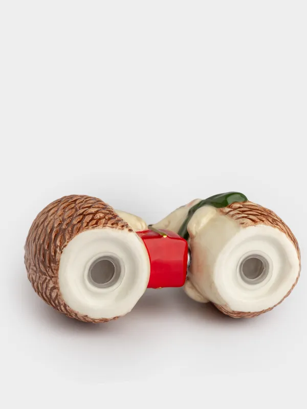 Набор для соли и перца, 8 см, с магнитом, керамика D, Ежи с подарком, Hedgehog christmas, image-5