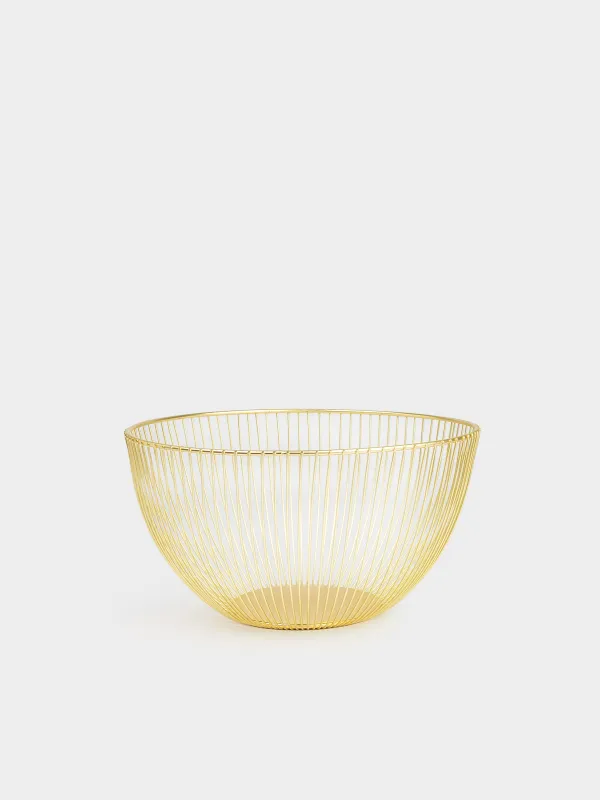 Корзина для фруктов, 25 см, металл, золотистая, Twist gold, image-0