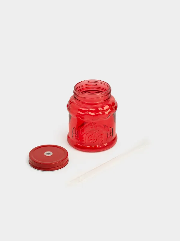 Банка для напитков, 600 мл, стекло, Christmas house, image-4