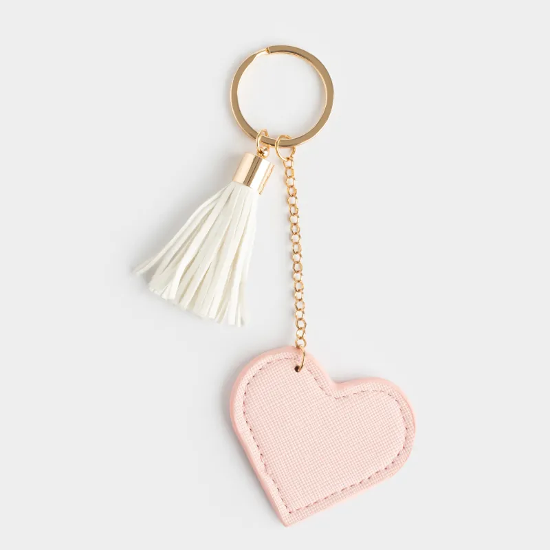 Брелок, 12 см, с кисточкой, полиуретан/металл, розовый, Сердце, Keychain heart