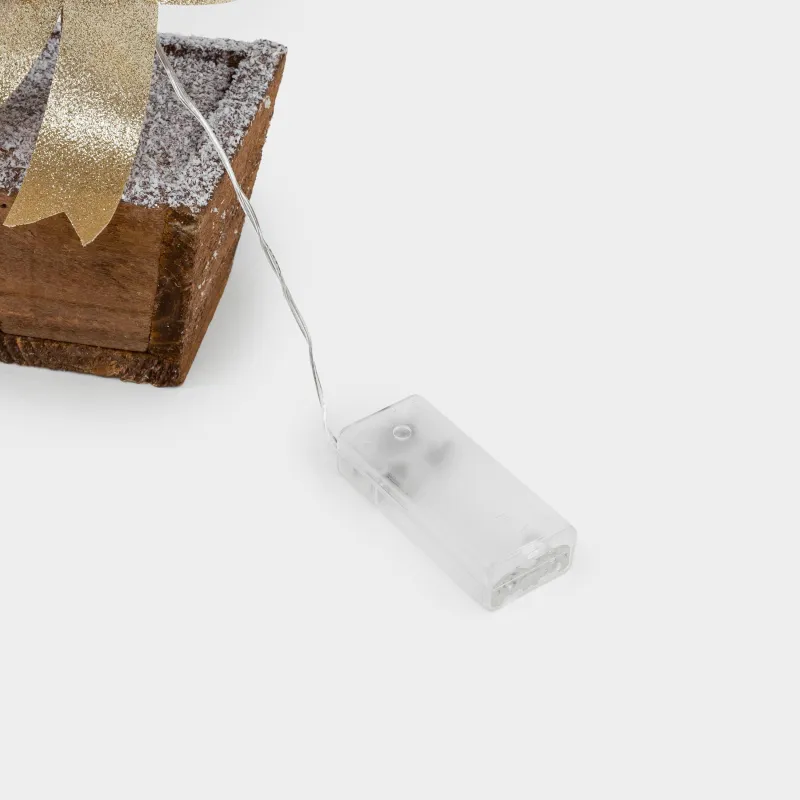 Ель искусственная, 42 см, с подсветкой, в деревянном горшке, пластик/дерево, шампань, Frosty sparks, image-5