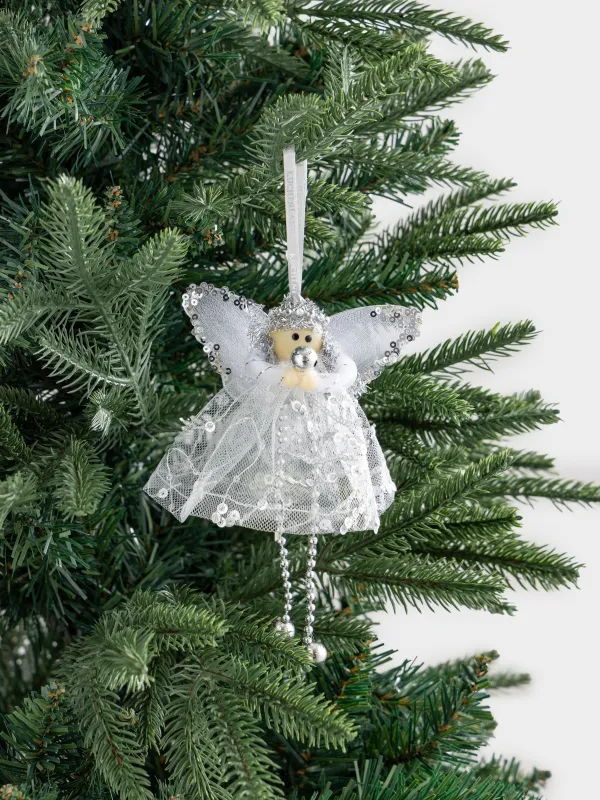 Игрушка елочная, 18 см, пластик/полиэстер, серебристая, Девочка в платье, Sweet girl, image-2