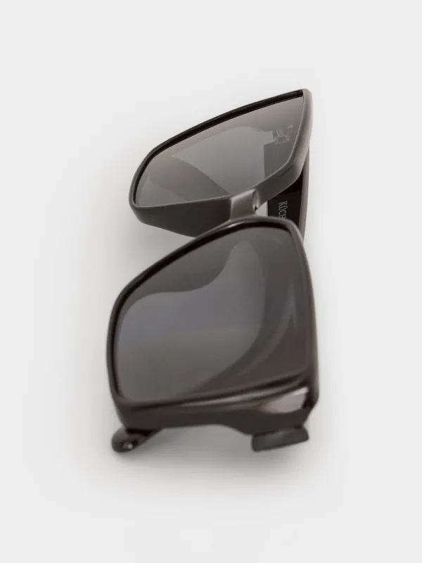 Очки солнцезащитные, пластик, квадратные, черные, Geometric, image-2