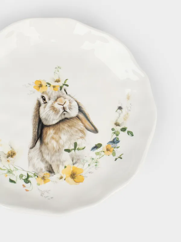 Тарелка закусочная, 23 см, керамика D, белая, Кролик с цветами, Natural Easter, image-3