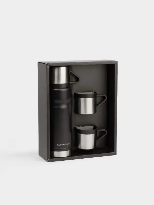 Набор для напитков, 3 перс, 4 пр, дорожный, термос 650 мл, сталь/пластик, черный, Electrum, image-6