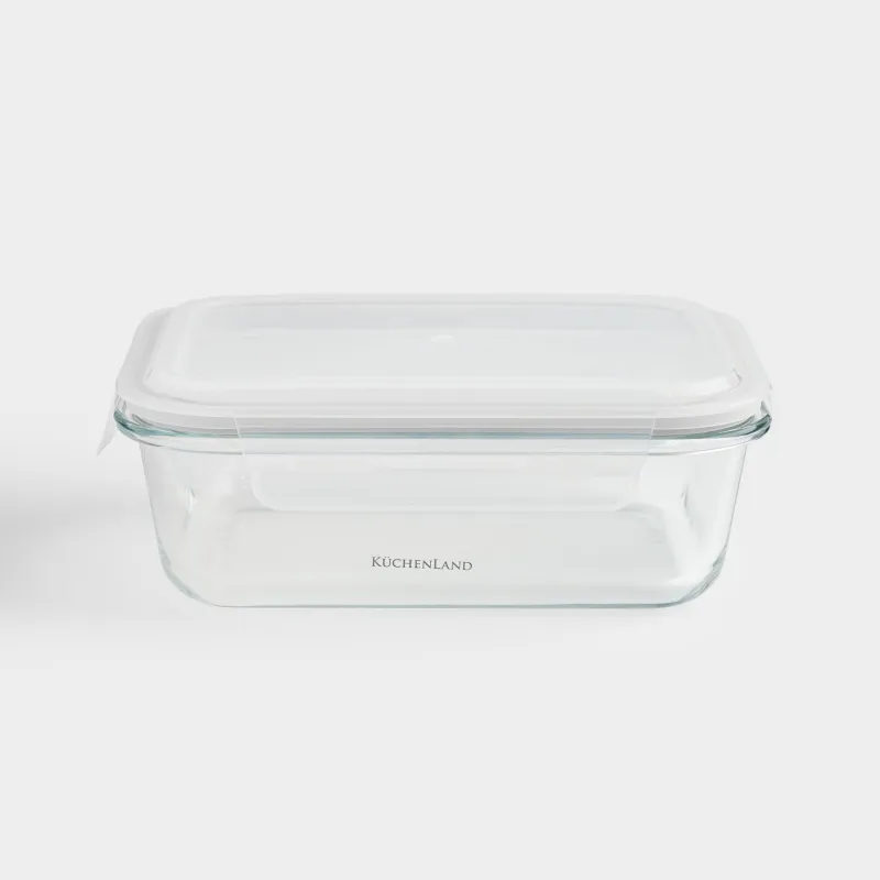 Контейнер, 1 л, с клипсами, стекло Т/пластик, прямоугольный, Clip