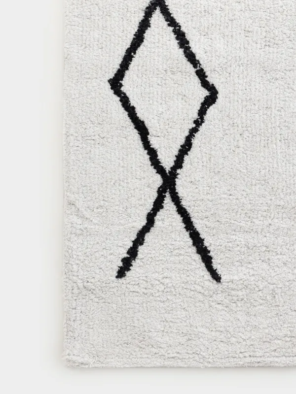 Ковер, 150х210 см, хлопок, молочный, Линии, Rhombic, image-1
