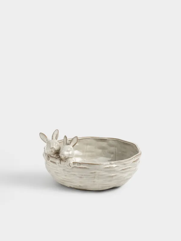 Конфетница, 25х15 см, 2,2 л, фарфор P, молочно-коричневая, Кролики, Rustic Easter, image-3