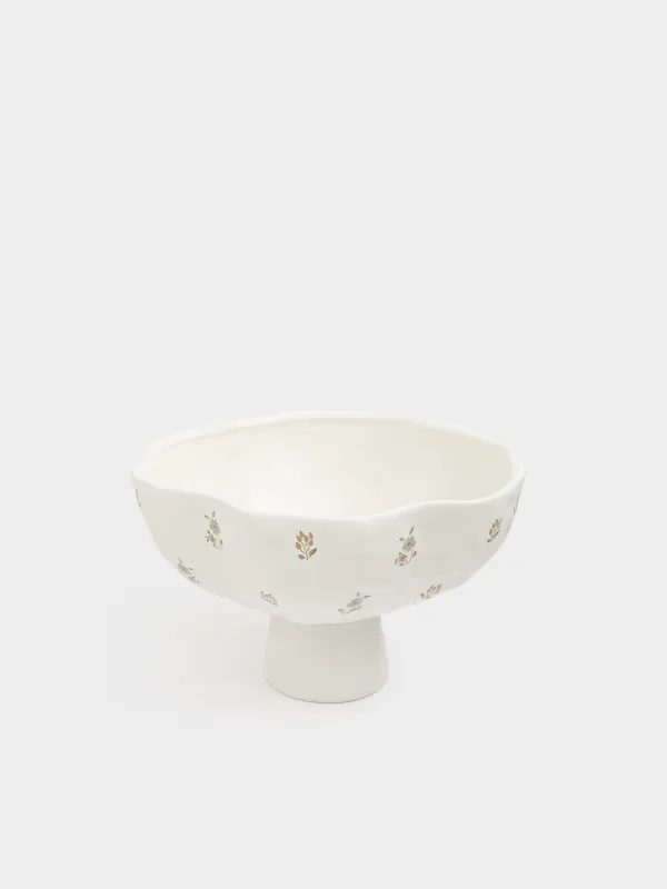 Ваза для фруктов, 24x15 см, на ножке, Винтажные цветы, La flore, image-1