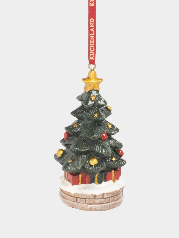 Игрушка елочная, 10 см, полирезин, зеленая, Елка, Figure christmas, image-0