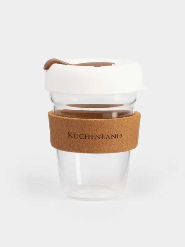 Стакан, 350 мл, с крышкой и манжетой, Clear cork, image-0