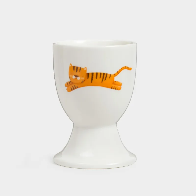 Подставка для яйца, детская, 7 см, фарфор N, белая, Слон и тигр, Jungle