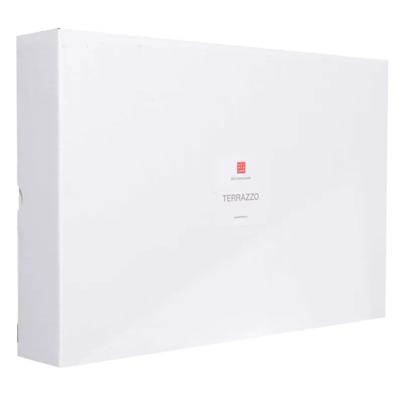 Поднос, 30x20 см, с ручками, цемент/сталь, прямоугольный, бело-золотистый, в крапинку, Terrazzo, image-3