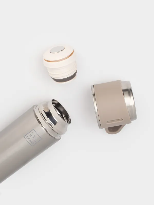 Набор для напитков, 3 перс, 4 пр, дорожный, термос 500 мл, сталь/пластик, бежевый, Electrum, image-1